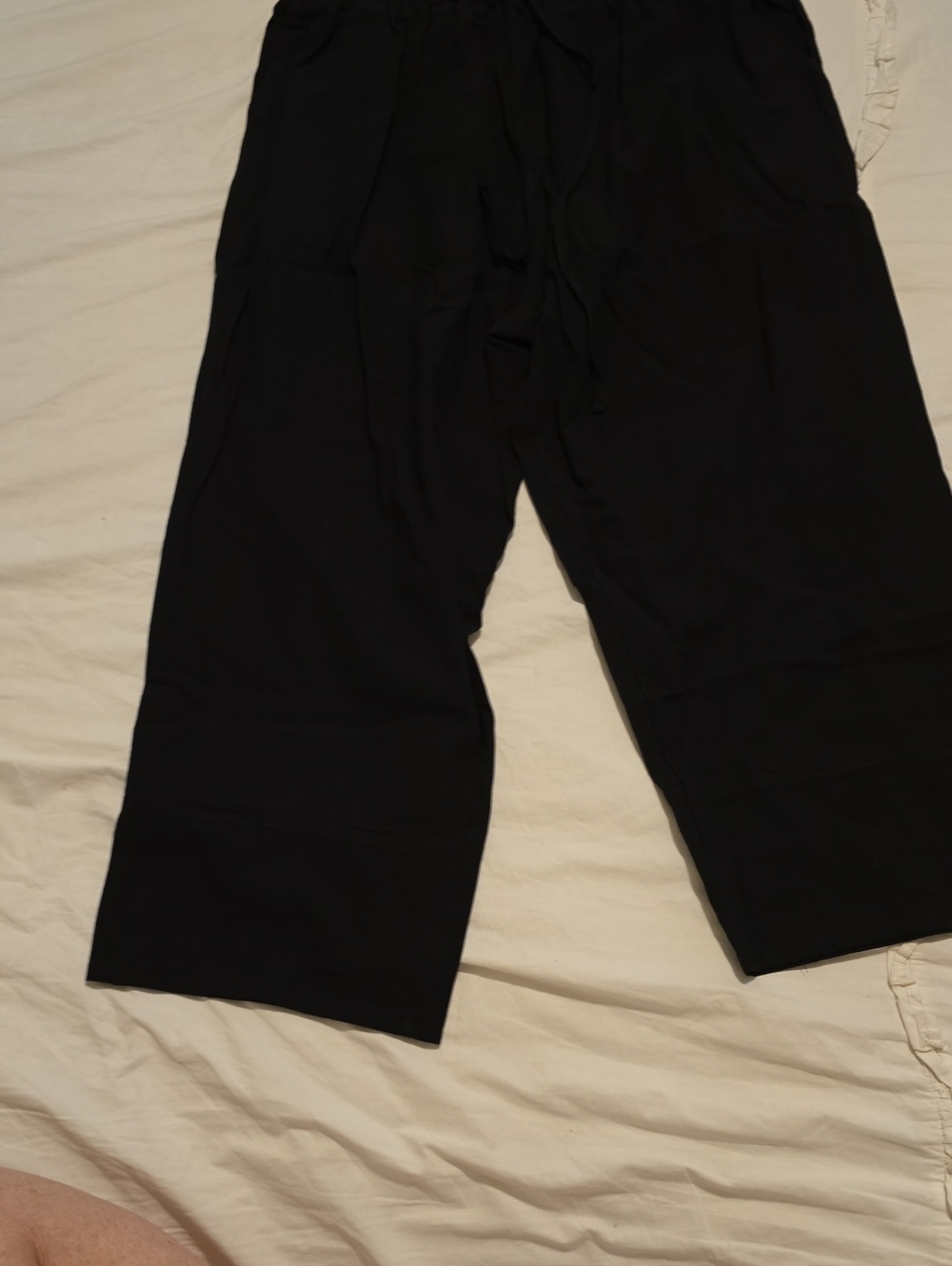 Women's Black Relaxed Cotton Drawstring Pants With Elastic Waiste NWT
